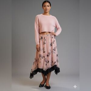 Alfani NWT 100% Silk Handkerchief Pink Skirt Size 14P